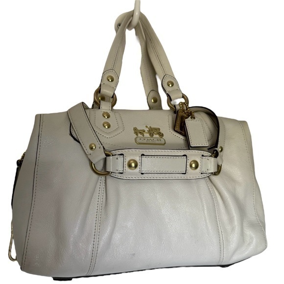 Coach Off White Leather Madison Sabrina Convertible Stachel Hobo Shoulde… - Picture 1 of 16